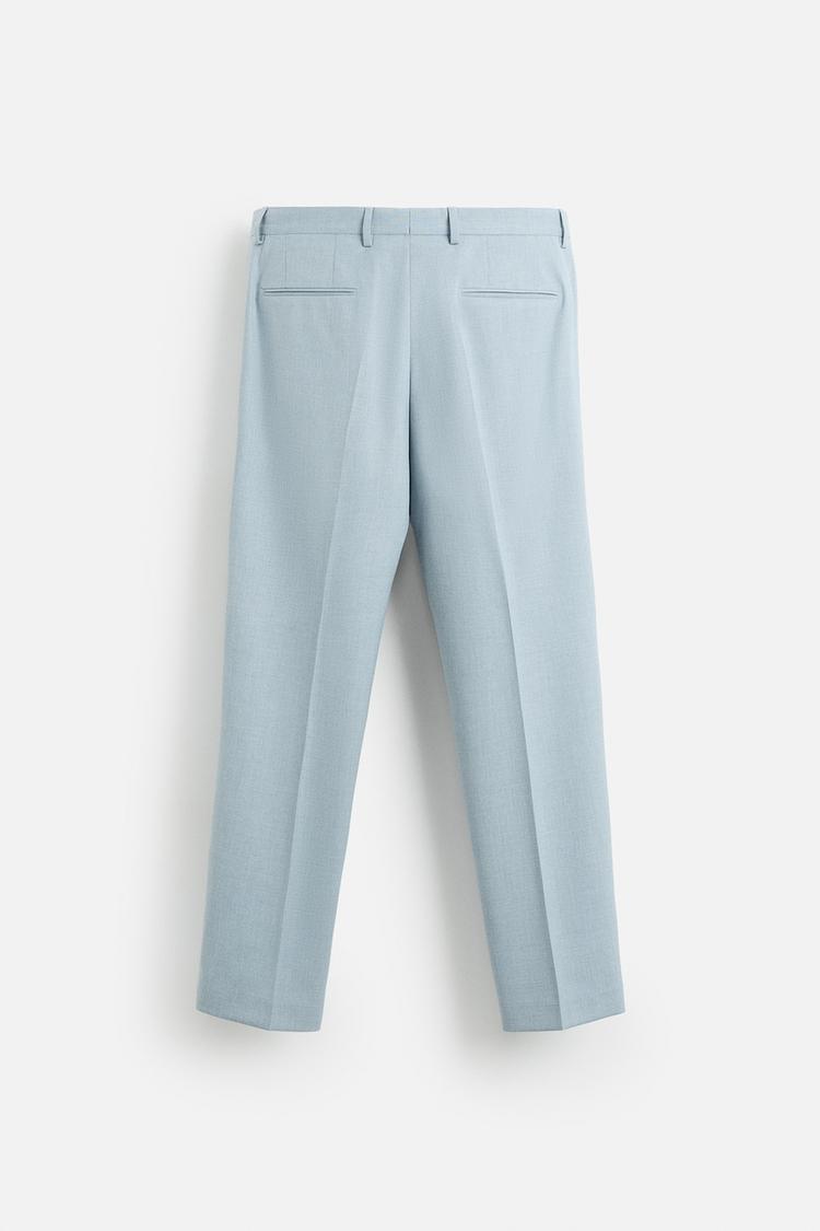Men's Light Blue Slim-Fit Formal Trousers