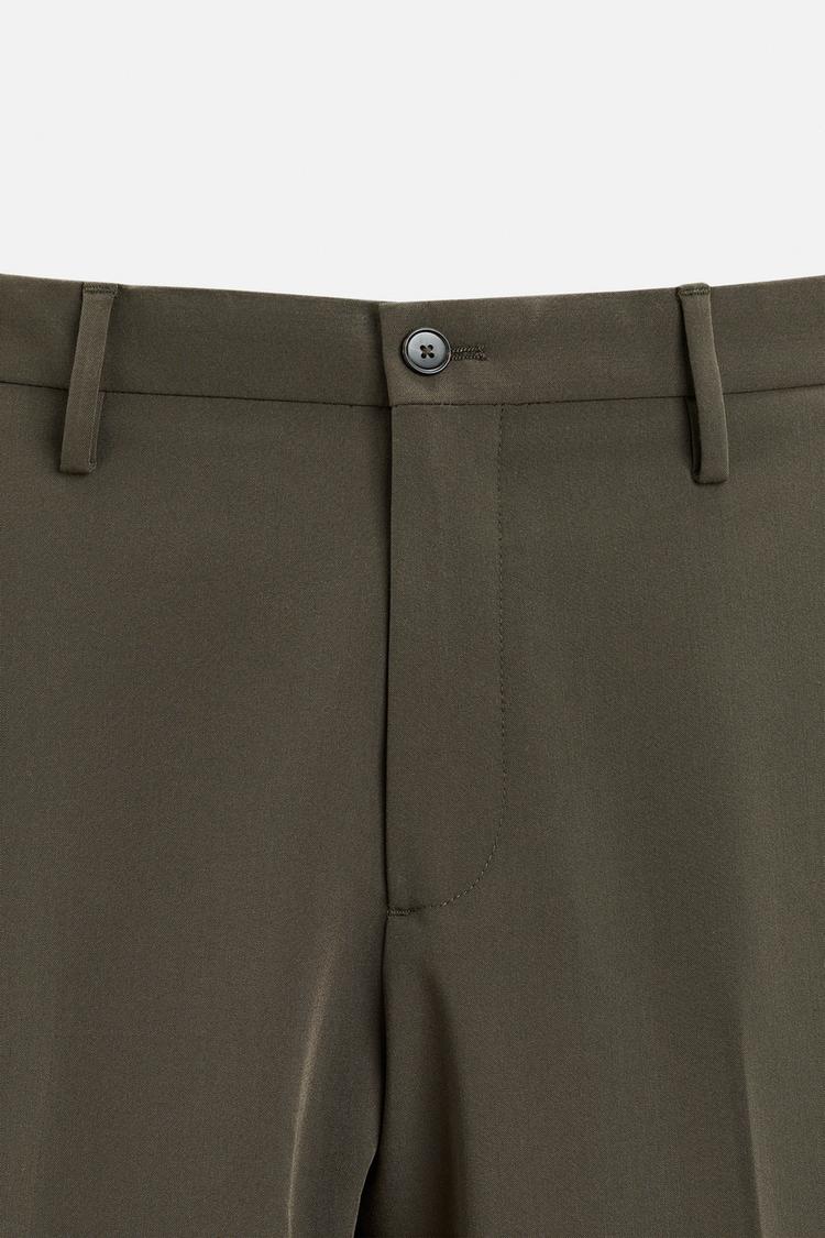 Men's Dark Olive Brown Slim-Fit Formal Trousers
