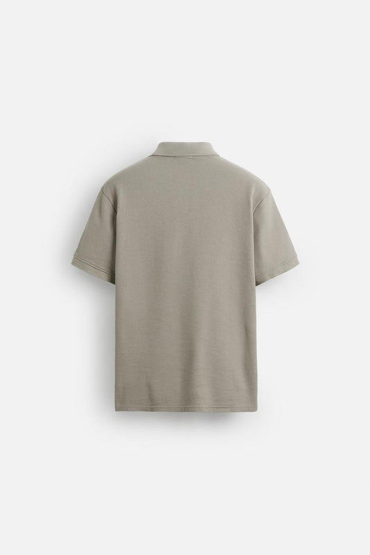 QUARTER ZIP POLO- gray